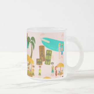 Retro Art Life Pool Party Character Illustration Frosted Glass Coffee Mug