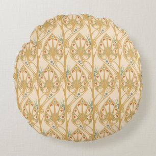 Retro art nouveau, abstract geometric lines. round cushion