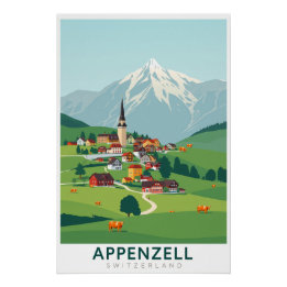 Retro Art Nouveau Appenzell Swiss Travel  Poster