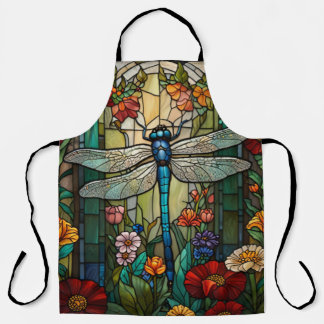 Retro art nouveau dragonfly boho chic apron