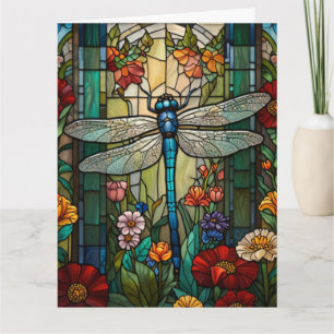 Retro art nouveau dragonfly boho chic card