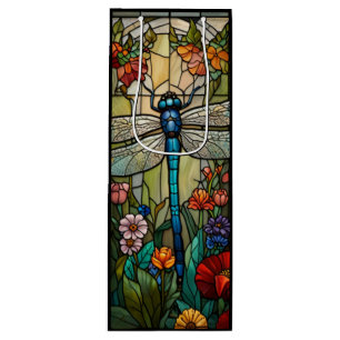 Retro art nouveau dragonfly boho chic wine gift bag