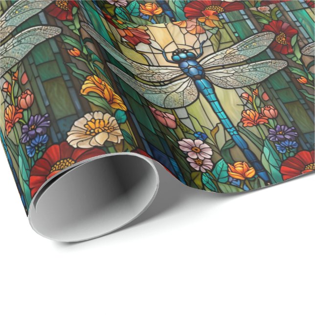 Retro art nouveau dragonfly boho chic wrapping paper (Roll Corner)