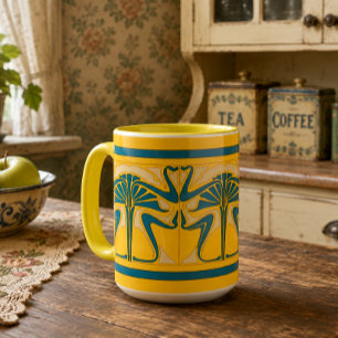 Retro Art Nouveau Floral Ornament Frieze Pattern Mug