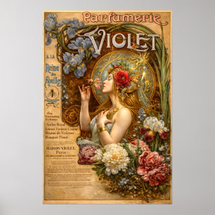 Retro Art Nouveau French Perfume Ad Poster