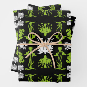 Retro Art Nouveau Home Decor Prints Wrapping Paper Sheet