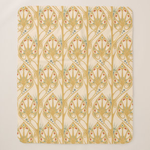 Retro art nouveau illustration pattern sherpa blanket