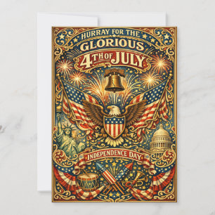 Retro Art Nouveau Independence Day 4th Of July