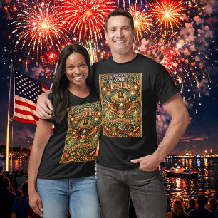 Retro Art Nouveau Independence Day 4th Of July T-Shirt