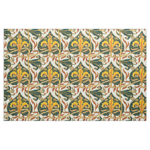 Retro Art Nouveau Lily Pattern by Walter Crane Fabric