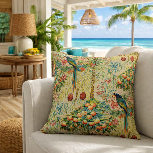 Retro Art Nouveau Macaw Pattern by Walter Crane Cushion