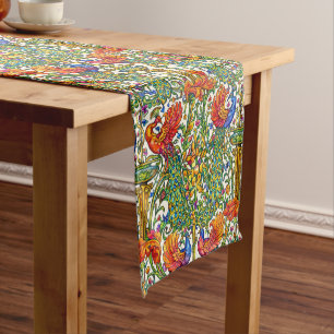 Retro Art Nouveau Peacocks & Fruit by Walter Crane Short Table Runner
