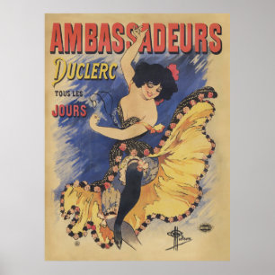 Retro Art Nouveau, Spanish Flamenco Dancer Poster