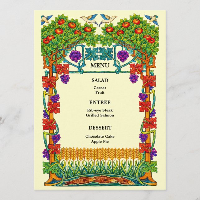 Retro Art Nouveau Wedding Menu (Front)