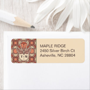 Retro Art Nouveau Wedding Return Address Label