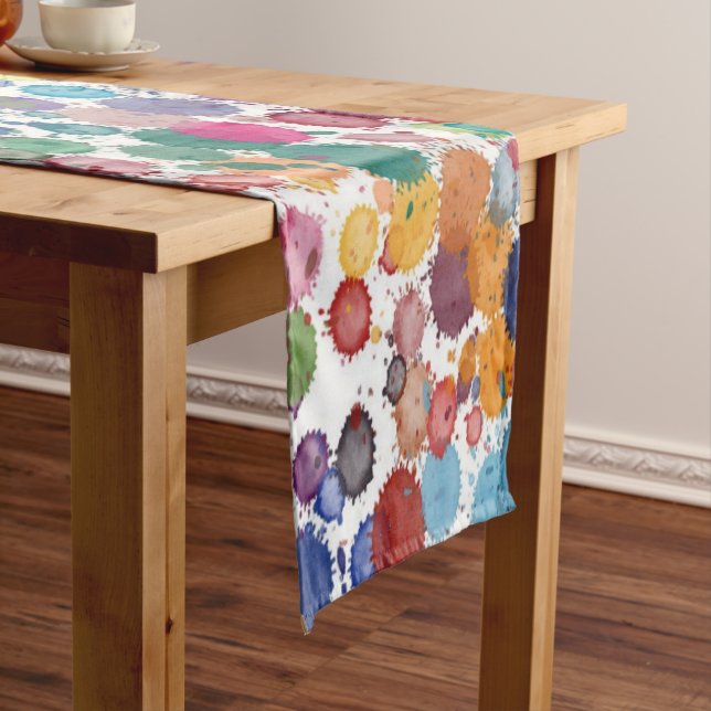 Retro art paint splatter table runner (In Situ)