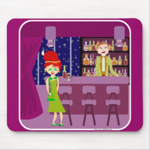 Retro Art Romantic Bar Fun Nightlife Cartoon Mouse Mat