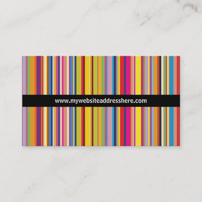 Retro art Striped Skinny Website Business Card (Front)