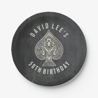 Retro Artistic Ace Of Spades Custom Poker Party Paper Plate