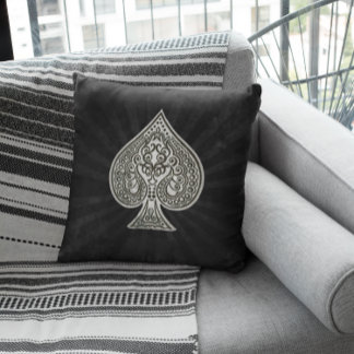 Retro Artistic Poker Ace Of Spades Cushion