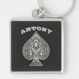 Retro Artistic Poker Ace Of Spades Personalised Key Ring