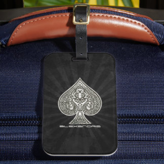 Retro Artistic Poker Ace Of Spades Personalised Luggage Tag