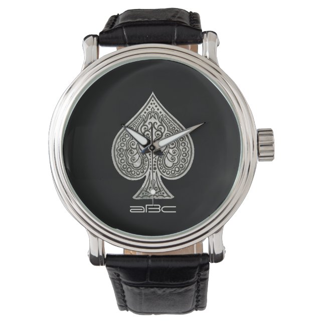 Retro Artistic Poker Ace Of Spades Personalised Watch (Front)