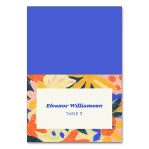 Retro Artsy Abstract Botanical Custom Baby Shower Table Number