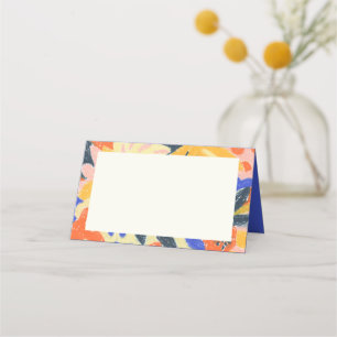 Retro Artsy Abstract Botanical Cute Baby Shower Place Card