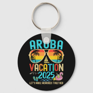 Retro Aruba Vacation 2025 Matching Family Friends Key Ring