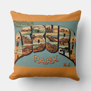 Retro Asbury Park NJ Postcard Cushion