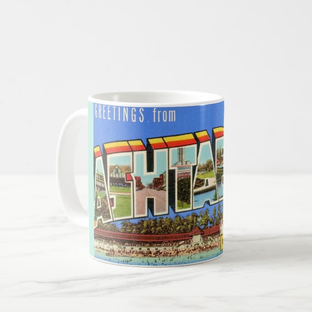 Retro Ashtabula Ohio Greeting Mug (Front Left)