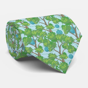 Retro Asian Floral Garden Neck Tie