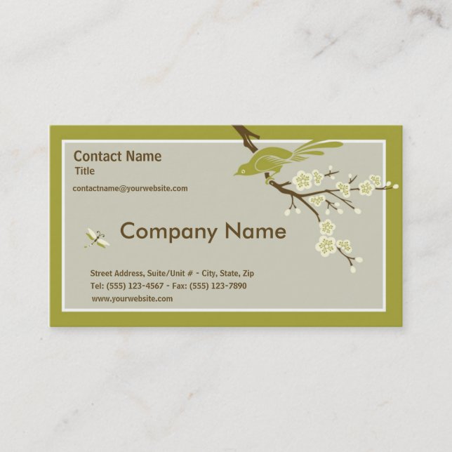 Retro Asian-Inspired Simplicity Business Card (Front)