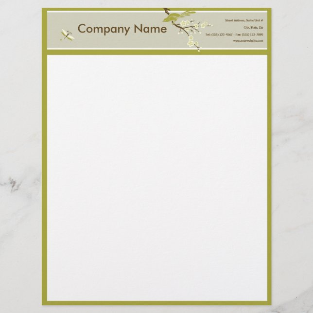 Retro Asian-Inspired Simplicity Letterhead Template (Front)