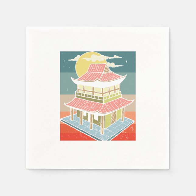 Retro Asian Vintage Chinese Pagodas China Gift Napkin (Front)