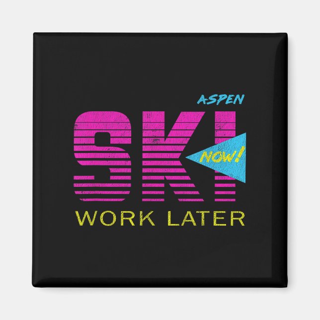 Retro Aspen 80s Colorado Skiing Tee  Magnet (Front)