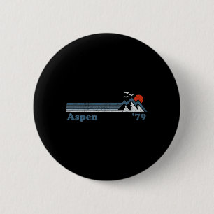 Retro Aspen Ski Resort Colorado Mountains Snowboar 6 Cm Round Badge