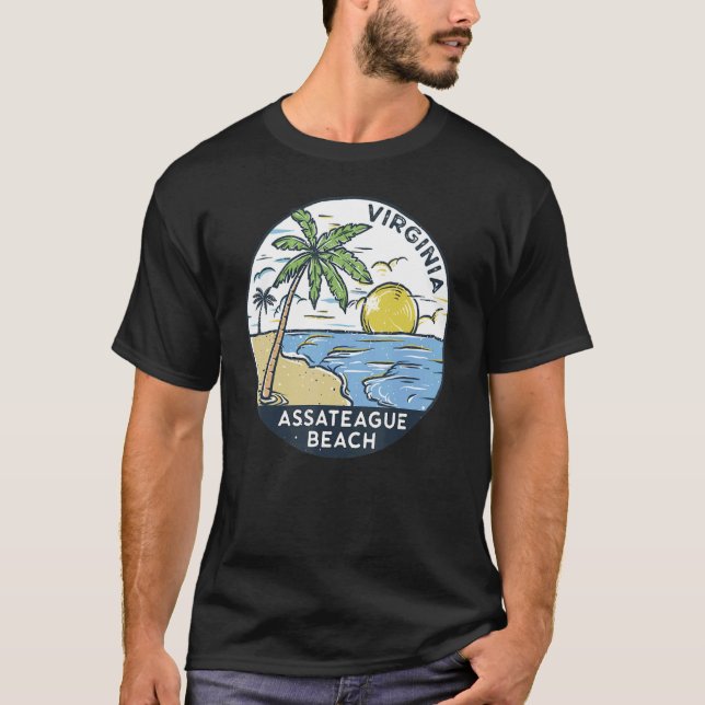 Retro Assateague Beach Virginia Beach Summer Vinta T-Shirt (Front)