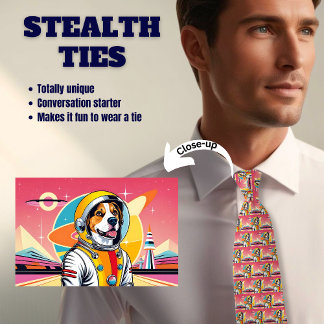 Retro Astro Beagle Pink Stealth Tie