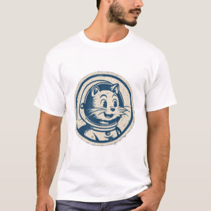 Retro Astro Cat – Vintage Space Badge T-Shirt