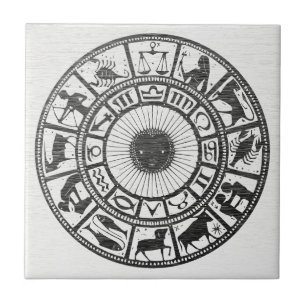 Retro Astrology - Zodiac Wheel Tile
