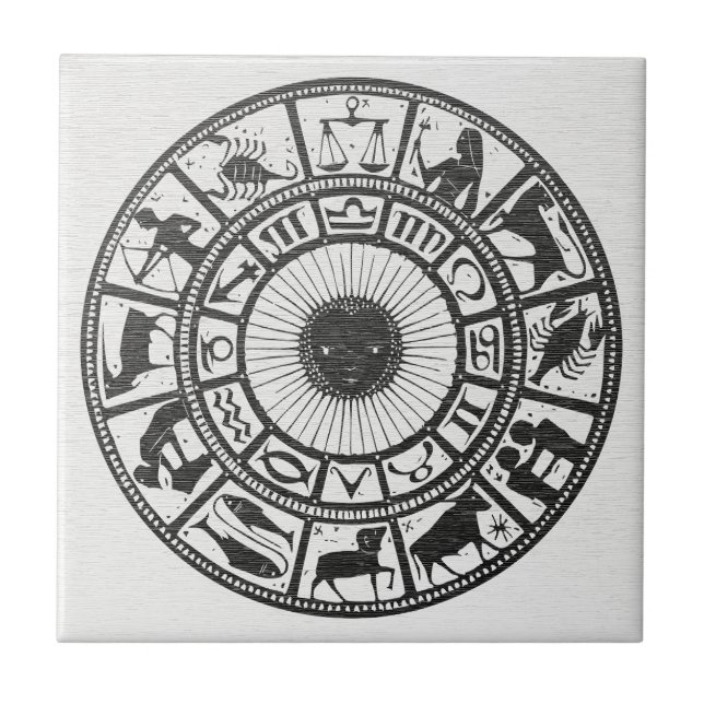 Retro Astrology - Zodiac Wheel Tile (Front)
