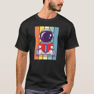 Retro Astronaut Book Reader Bookworm Vibes T-Shirt