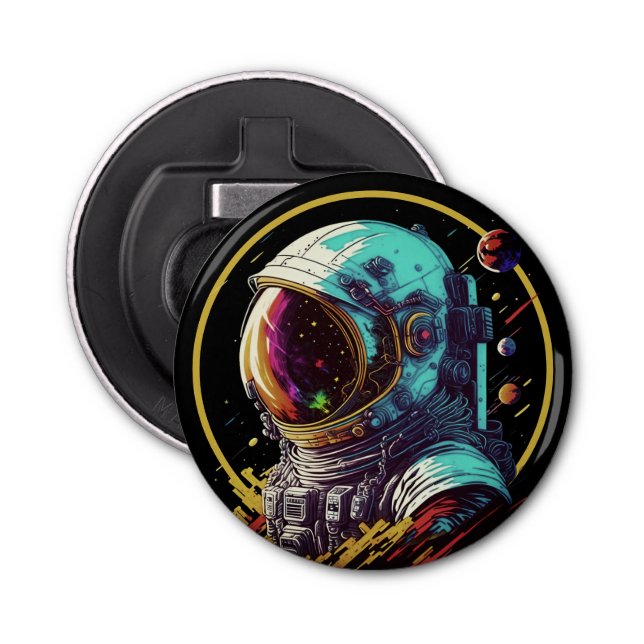 Retro Astronaut Bottle Opener – Explore Every Sip (Front)