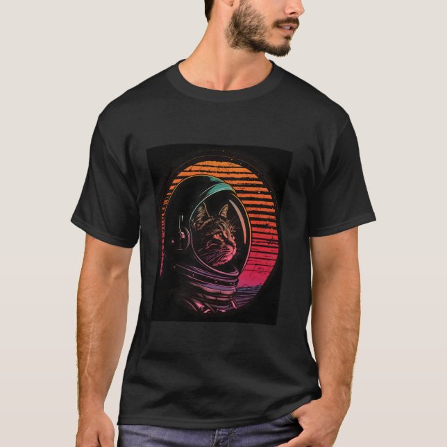 Retro Astronaut Cat T-Shirt (Front)