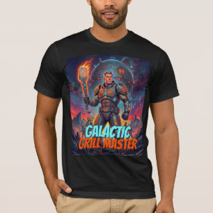 Retro Astronaut Galactic Grill Master Comic Humour T-Shirt