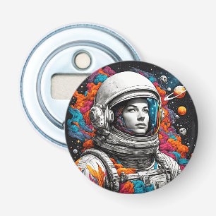 Retro Astronaut Girl Bottle Opener