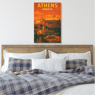 Retro Athens Greece Travel Canvas Print
