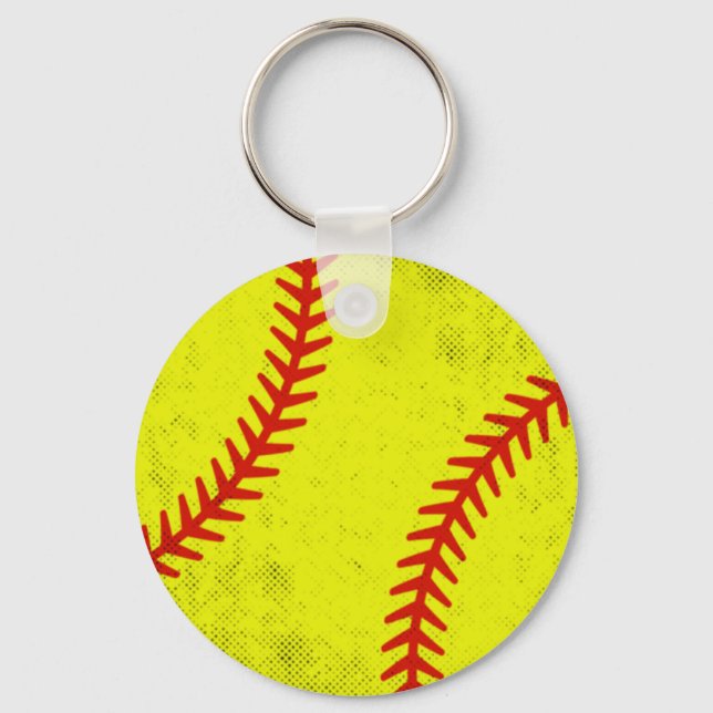Retro Athletic Softball Fastpitch Game Day Style Key Ring (Front)